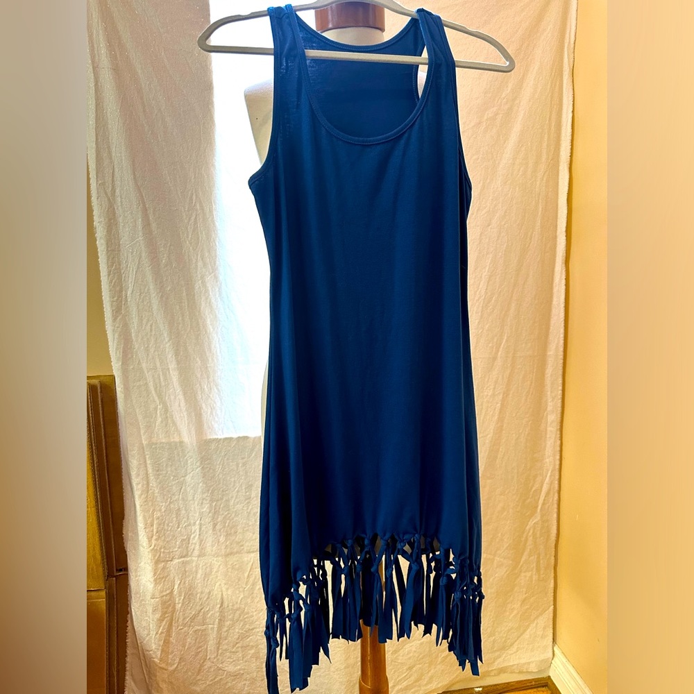 Boutique blue dress with fringe